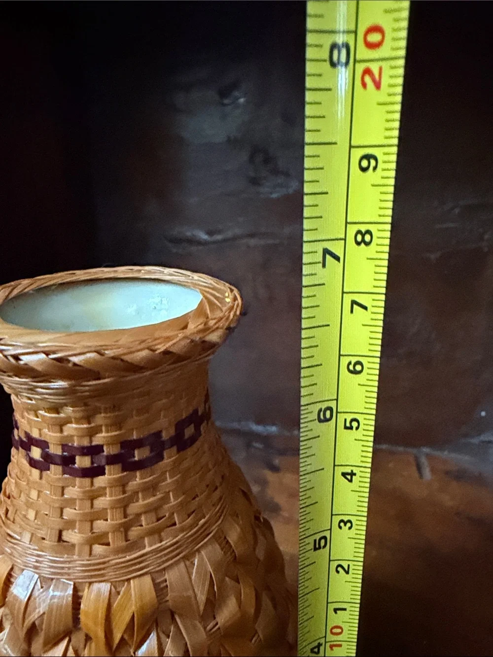 Vintage Rattan Handwoven Natural Brown Decorative Vase - Pineapple Style